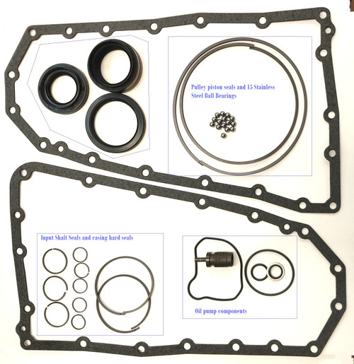 This overhaul kit Part 1 is including Stainless steel Ball Bearings for the Pulleys and a redesigned Relief valve for the Oil pump which will never fail