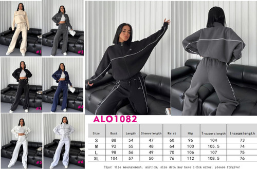 A stripe zip up crop set