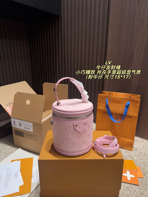 Pink denim bucket bag HQM