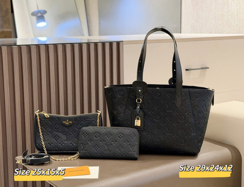 Black 3 piece set tote & small crossbody