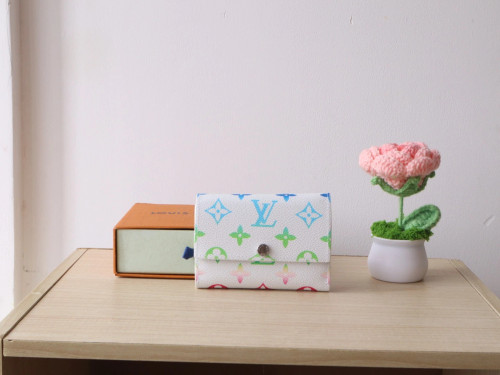 White iridescent tri fold wallet - HQM