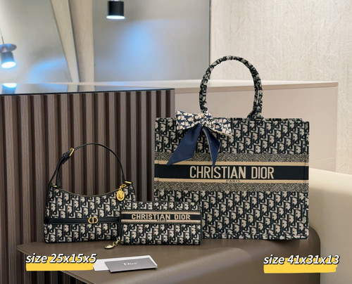 Blue c d tote bag set