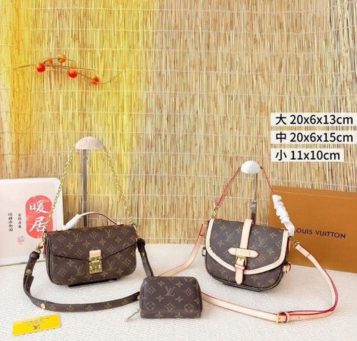 3 piece brown mono crossbody set