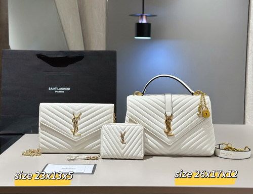 White Y 3 piece bag set