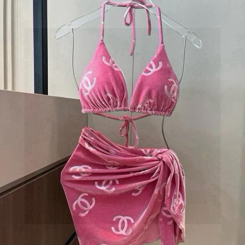 Pink CC suede swimsuit