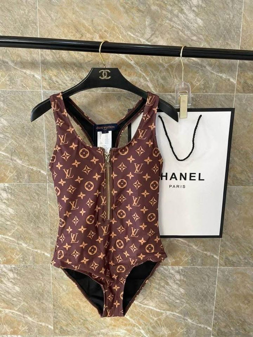 Boujee brown zip up swimsuit