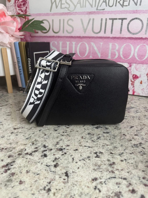 Black p leather medium crossbody