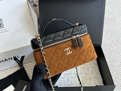 Quilted suede vanity purse