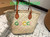 Multi color raffia G tote bag