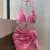 Pink CC suede swimsuit
