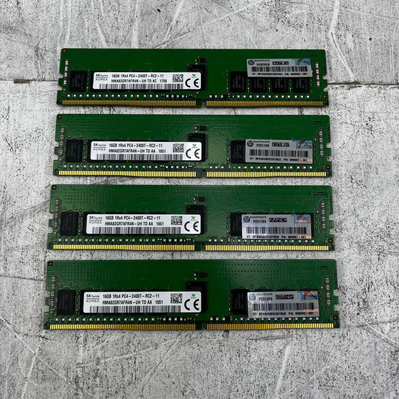 Lot of 4x SK Hynix Korea HMA82GR7AFR4N-UH TD AC 16GB 1Rx4 PC4 2400T RAM