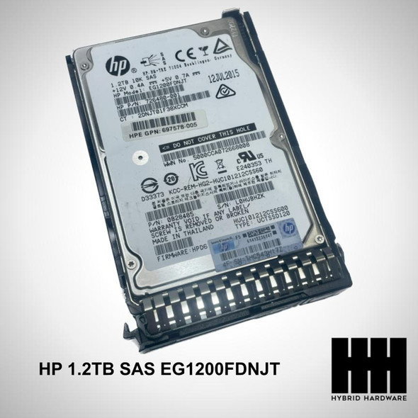 HP 1.2TB 2.5" SAS 10K HDD W/CADDY EG1200FDNJT 726480-001