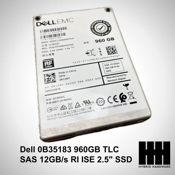 Dell 0B35183 960GB TLC SAS 12GB/s RI ISE 2.5" SSD HUSTR7696ASS200