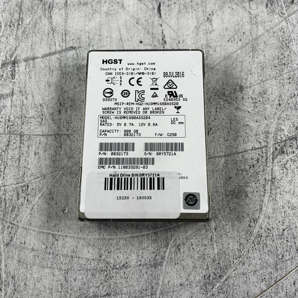 HGST 0B32173 800GB 2.5" SAS SSD