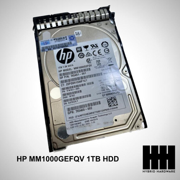 HP MM1000GEFQV 765451-001 HPE 1TB 7.2K SATA HDD