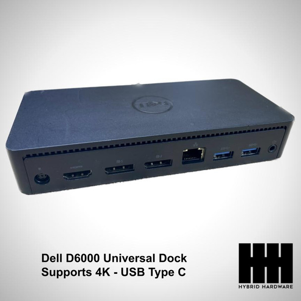 Dell D6000 Universal Dock Supports 4K - USB Type C with Type A converter No Power Adapter included