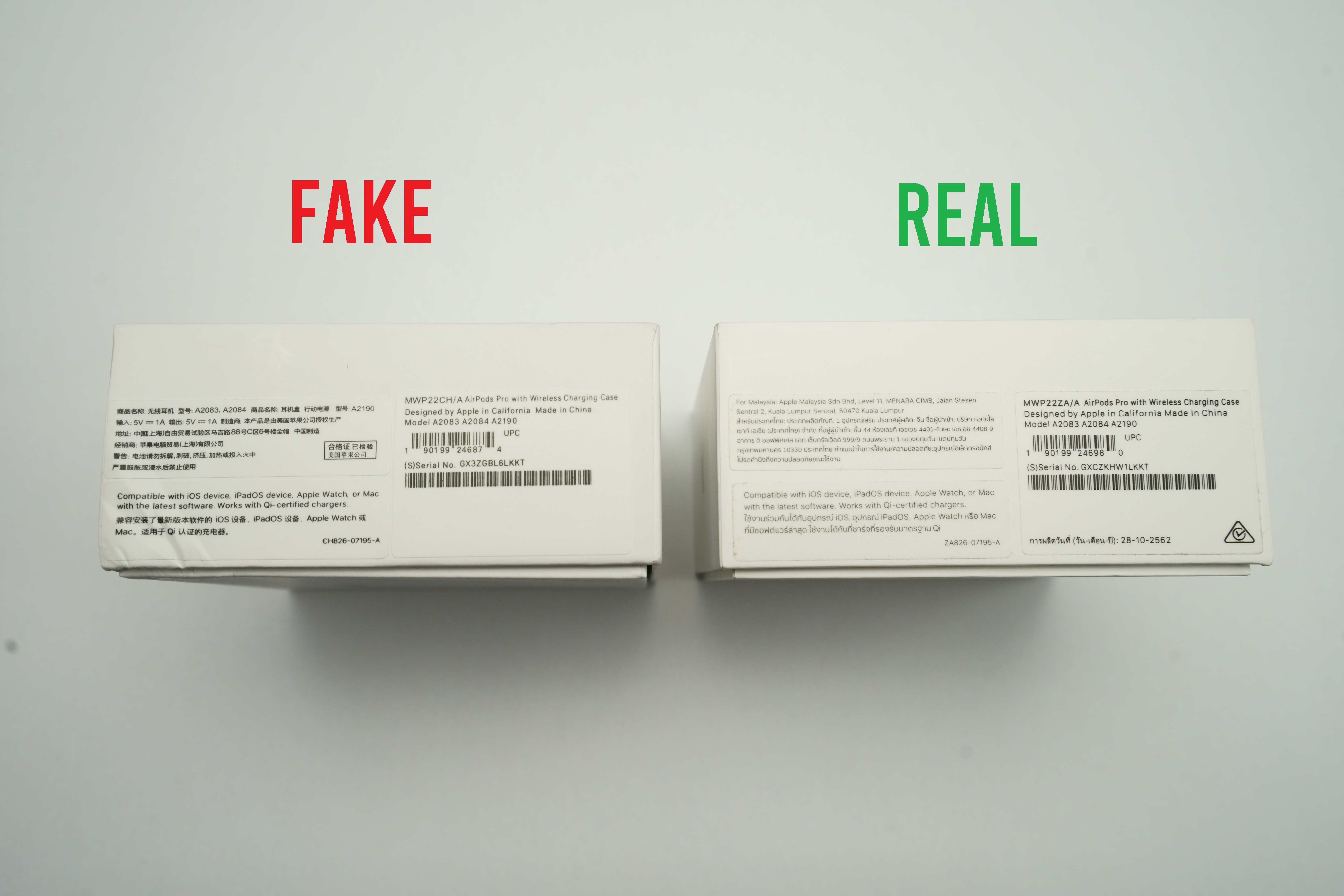 Spotting Counterfeit Airpods Pro - Real vs Fake Comparison - HYBRID