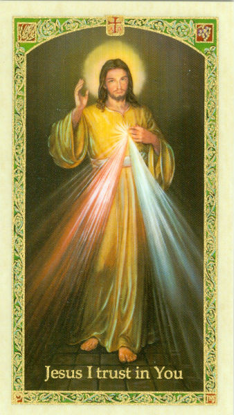 ESTAMPA DE LA DIVINA MISERICORDIA (Plastificado - Inglés)