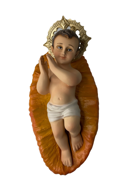 NIÑO DE BELEN CON PESEBRE 8'' (20cms)