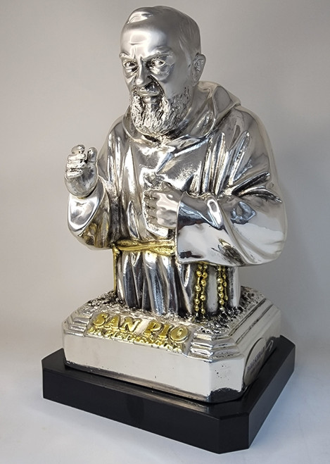 ESTATUA PADRE PIO BUSTO ARGENTO