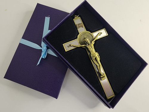 CRUZ SAN BENITO DE METAL BRONCE 7"
