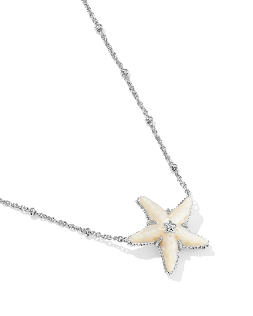 Parker Starfish Pendant Necklace Rhodium Natural Mother of Pearl