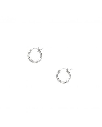 15mm X 3mm Lite Tube Hoop Earrings- 14KW