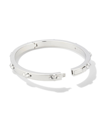 Abbie Metal Bangle Bracelet in Rhodium Tone Metal (S/M)