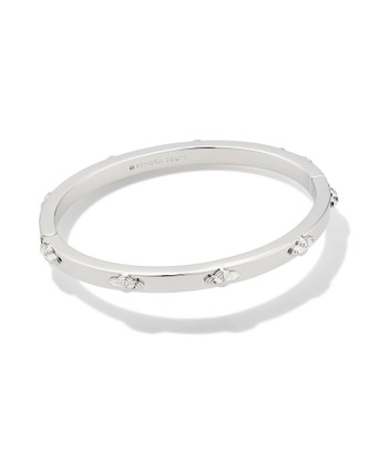 Abbie Metal Bangle Bracelet in Rhodium Tone Metal (M/L)