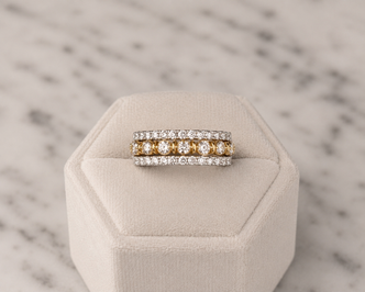 .75cttw Two-Tone Triple Row Band- 14KYW
