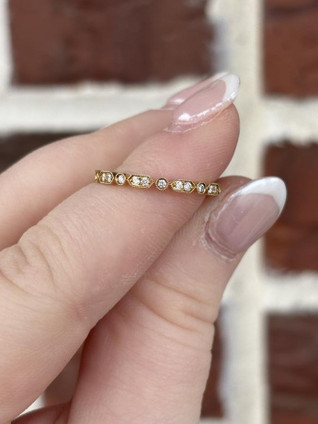 Milgrain Bezel Set Hexagonal Diamond Band-14KY