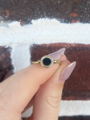 Black Onyx and Diamond Reversible Flip Ring- 10KY