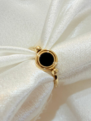 Black Onyx and Diamond Reversible Flip Ring- 10KY