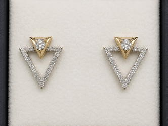 .50cttw Double Triangle Diamond Earrings- 14KYW