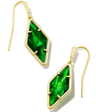 Kinsley Drop Earrings in Kelly Green Illusion- Gold Tone