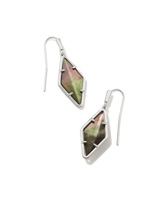 Kinsley Drop Earrings in Black MOP- Rhodium Tone