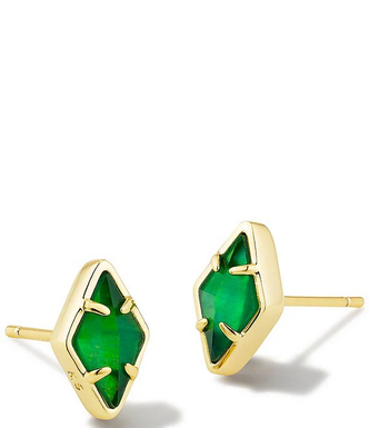 Kinsley Stud Earrings in Kelly Green Illusion- Gold Tone