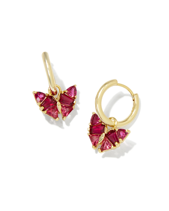 Blair Butterfly Huggie Earrings in Cranberry Mix- Gold Tone