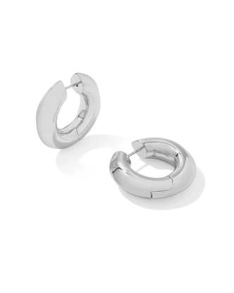 Mikki Metal Hoop Earrings in Polished Rhodium Metal
