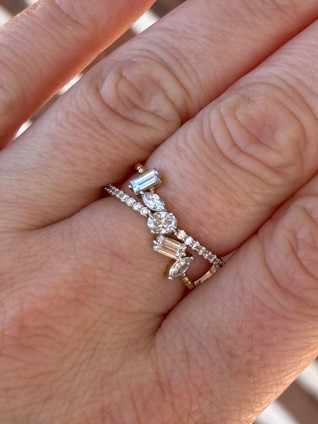 .88cttw Multi Shape Double Row Diamond Band- 14KWY