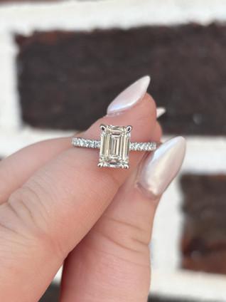 2.25cttw Lab Grown Emerald Cut Engagement Ring- 14KW
