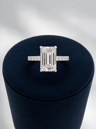 2.25cttw Lab Grown Emerald Cut Engagement Ring- 14KW