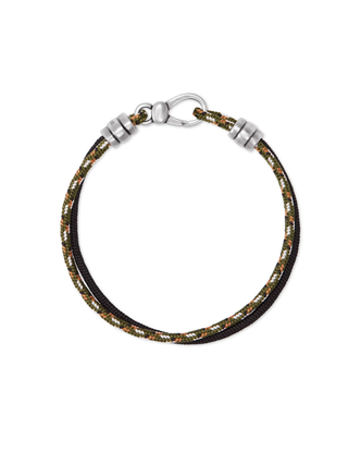 Kenneth Corded Bracelet in Oxidized Silver + Olive Black Mix- Small