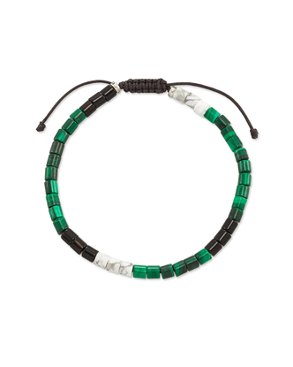 Grey Beaded Bracelet in Oxidized Silver + Verde Mix- Small