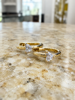 .18cttw Heart Shape Diamond Huggie Earrings- 14KY