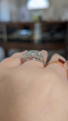 2.98cttw Lab Grown Three-Stone Ring- 14KW