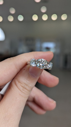 2.98cttw Lab Grown Three-Stone Ring- 14KW