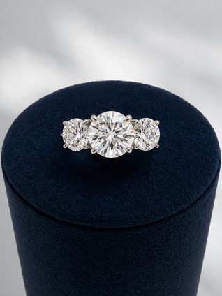 2.98cttw Lab Grown Three-Stone Ring- 14KW