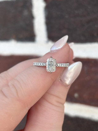 1.16cttw Lab Grown Emerald Cut East-to-West Prong Engagement Ring