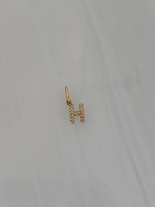Petite Diamond Initial "H" Pendant- 14KY